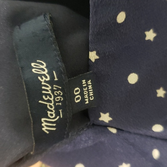 Madewell Silk Navy Stars & Dots Mini Dress Criss Cross Back & Pockets - Picture 8 of 9